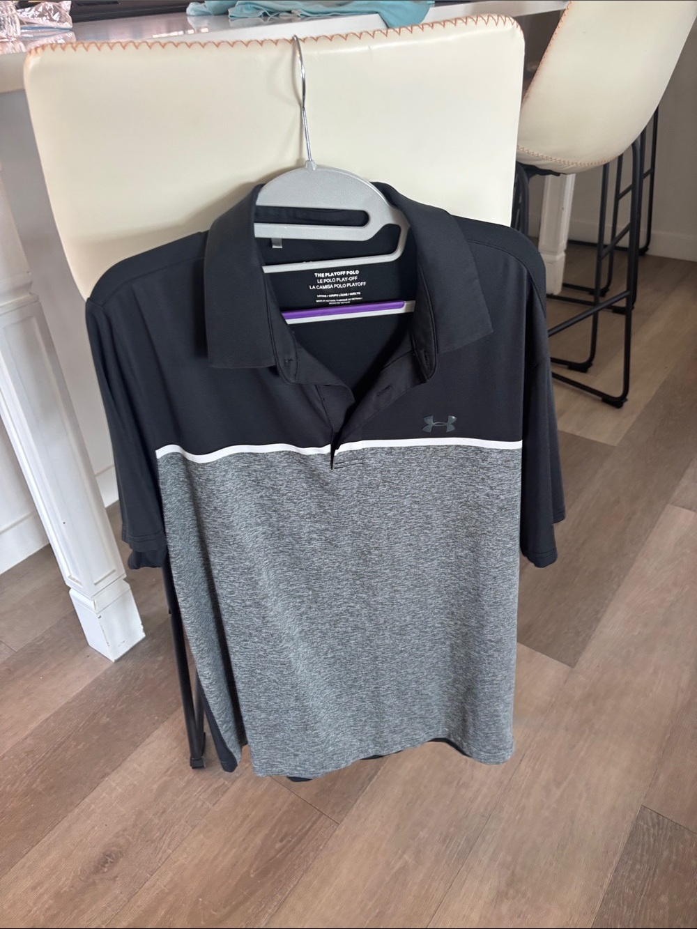 Under Armour Black and Gray Colorblock Polo